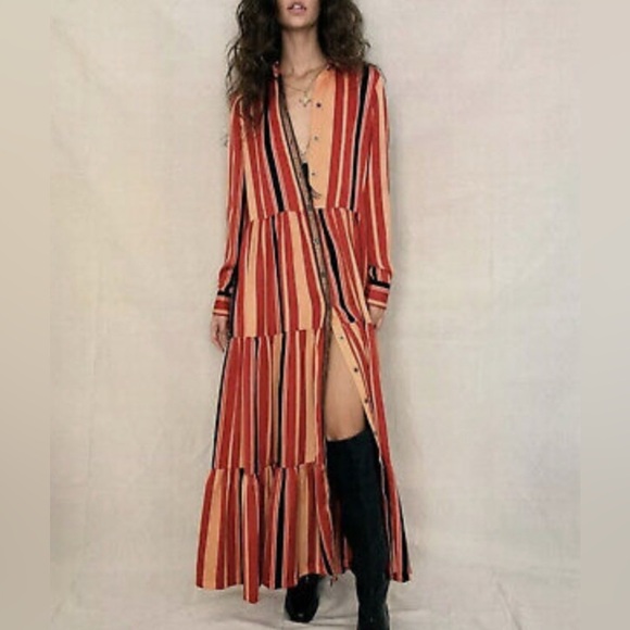 NWOT Free People Medina Striped Maxi Dress - Picture 13 of 16